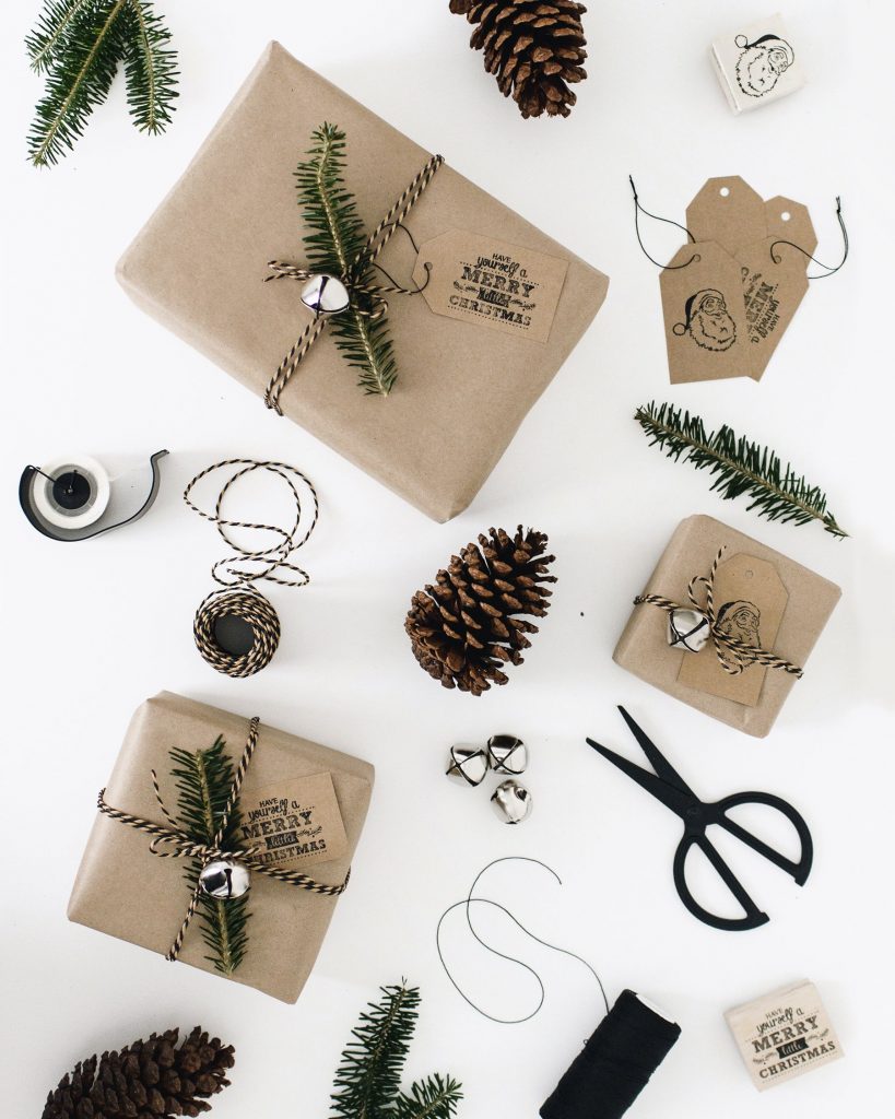 Festive Wrapping Paper with Sprig of Pine